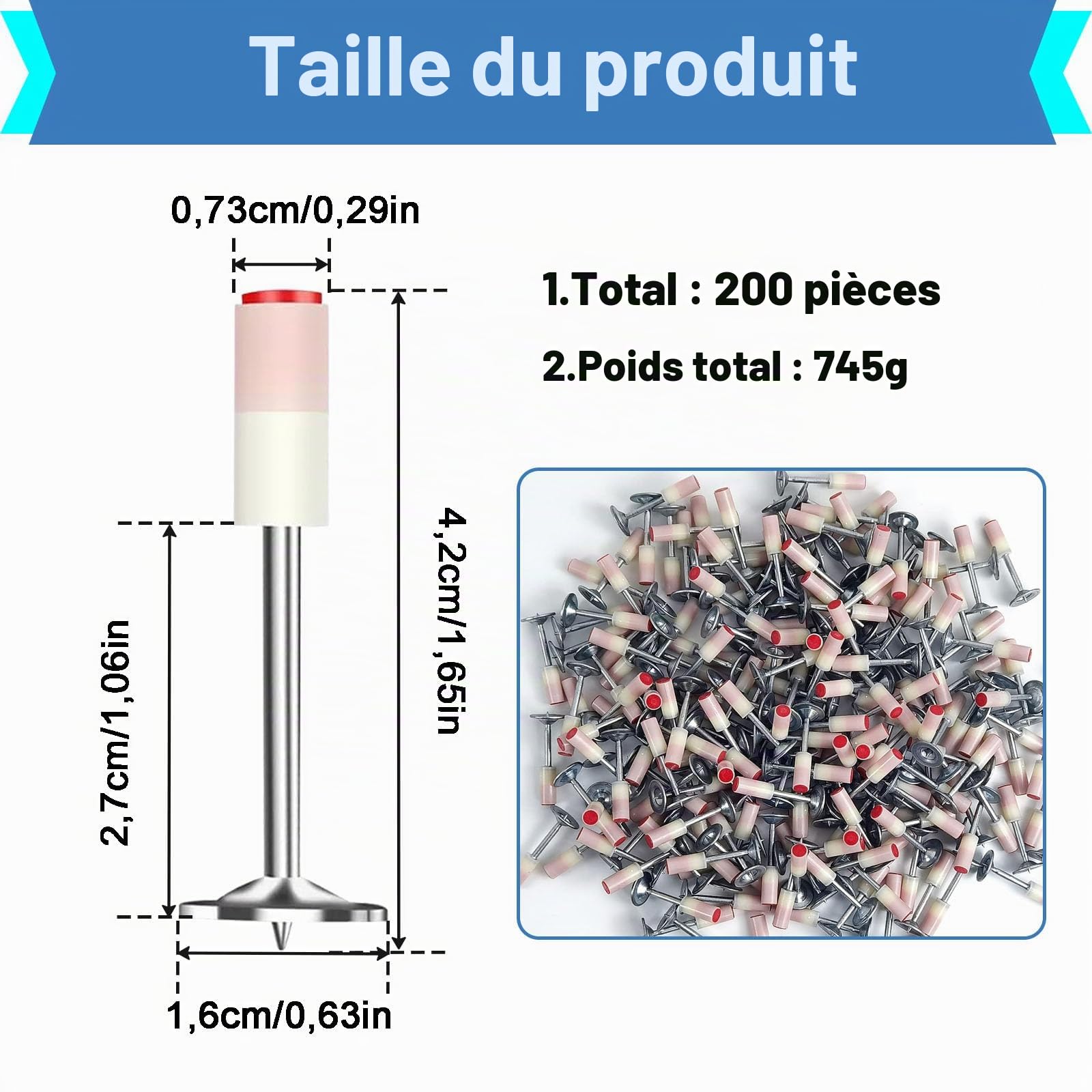 Clou Beton, 200 Pièces Piquets Ronds de 7,3 mm de Diamètre, Clou de Plafond, Clous pour Toiture, Clous pour Murs en Béton, pour Conduit de Câble de Fixation et Réparation