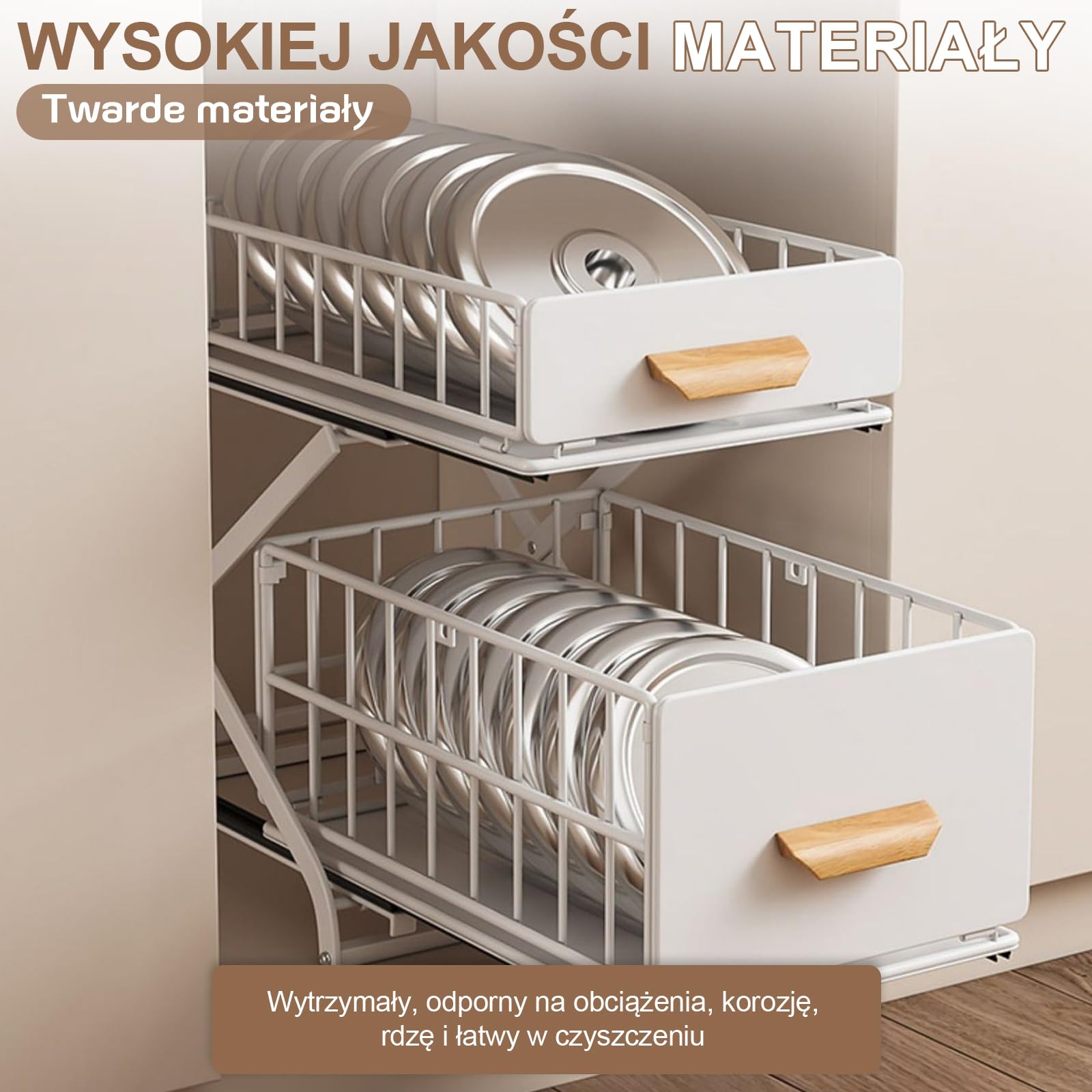 2-poziomowy organizer do przechowywania przypraw, metalowy organizer pod zlewozmywak, wysuwany regał do przechowywania, organizer do kuchni, organizer na środki czyszczące, regulacja wysokości