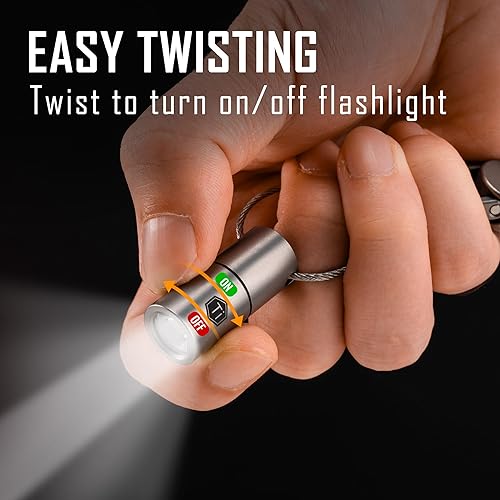 Miniatura 3 de KeyUnity KF03 Nano linterna de titanio, LR44 con pila de botón, 100 lúmenes, 5 W, linterna Keychian LED para transporte diario (KF03 arenado)