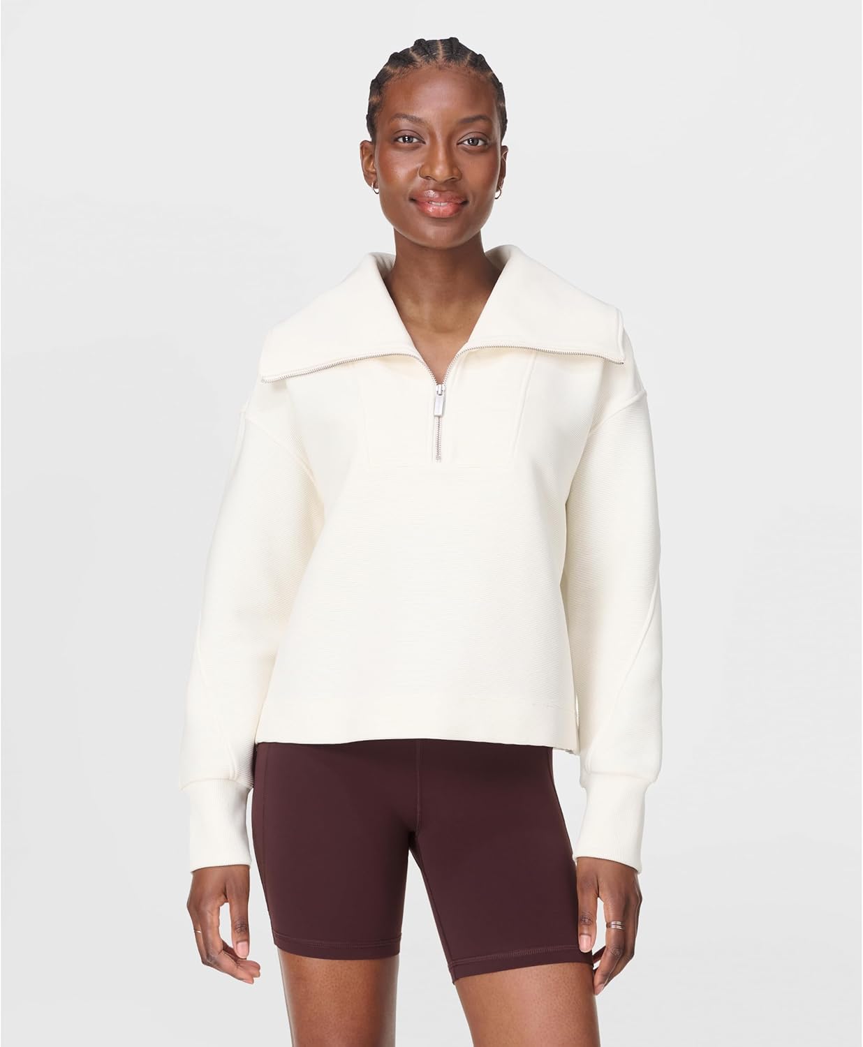 Sweaty Betty Women's Peaceful Rib Half Zip Cropped Sweatshirt - Image 4