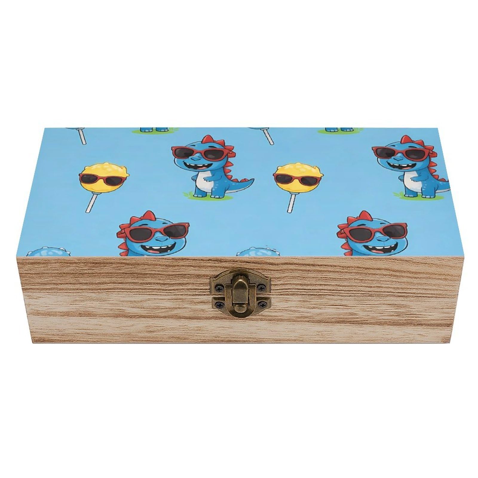 HLBSDM Cool Fire Rainbow Dragon Art Wooden Storage Box