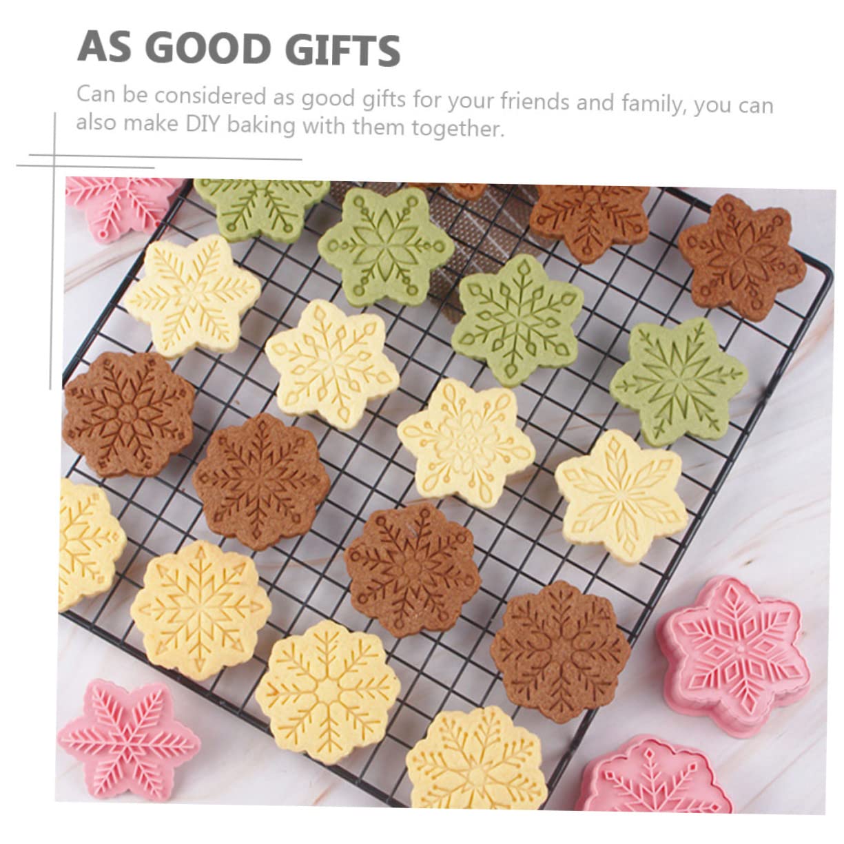 Alipis Juego De 5 Moldes Únicos Para Hornear Galletas Navideñas Cortadores De Galletas Grandes De Polipropileno Suministros Para Hornear En 3d (18 Piezas X 5)
