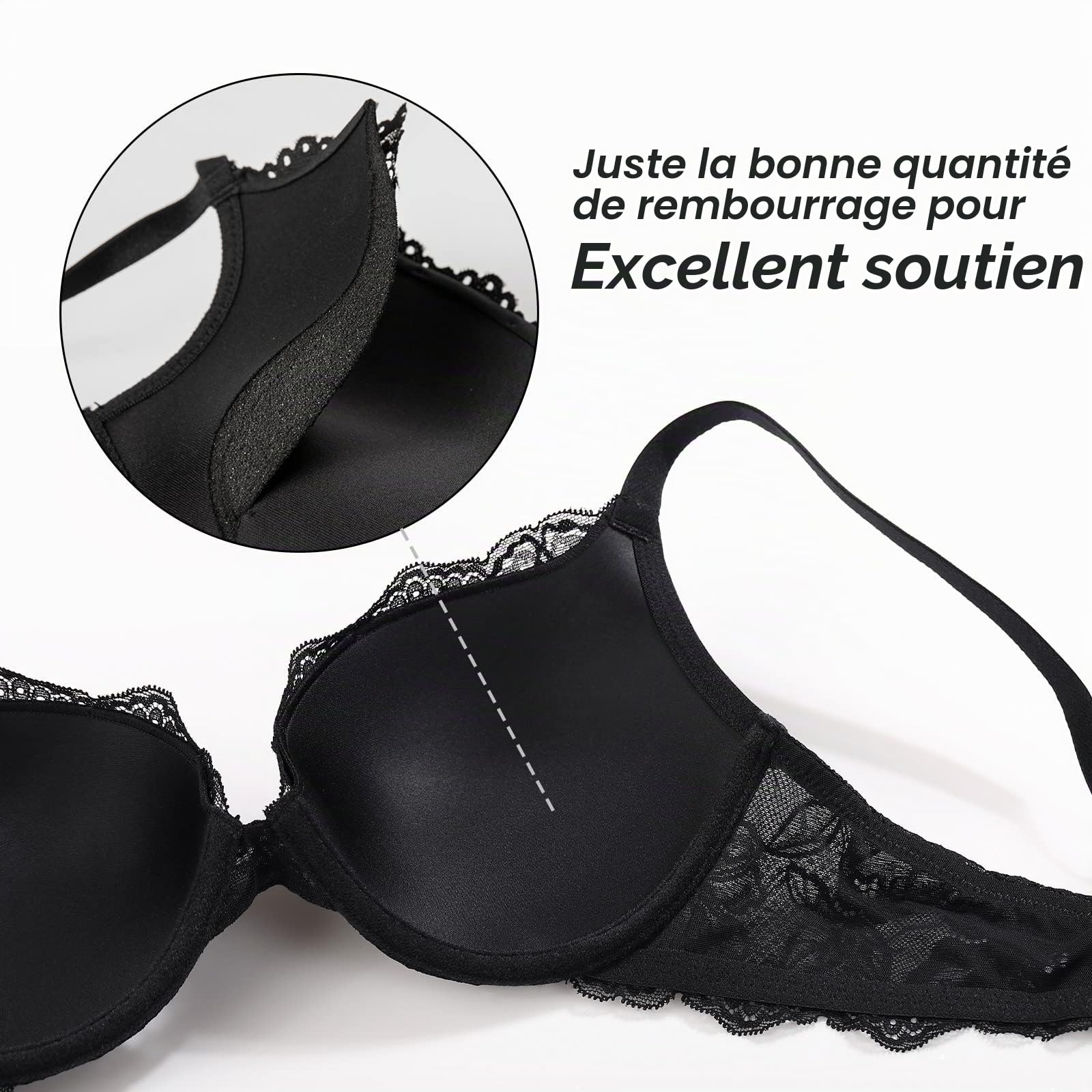 DOBREVA Femme Soutien Gorge Push up Dentelle avec Armatures Plongeant Rembourré Moulé