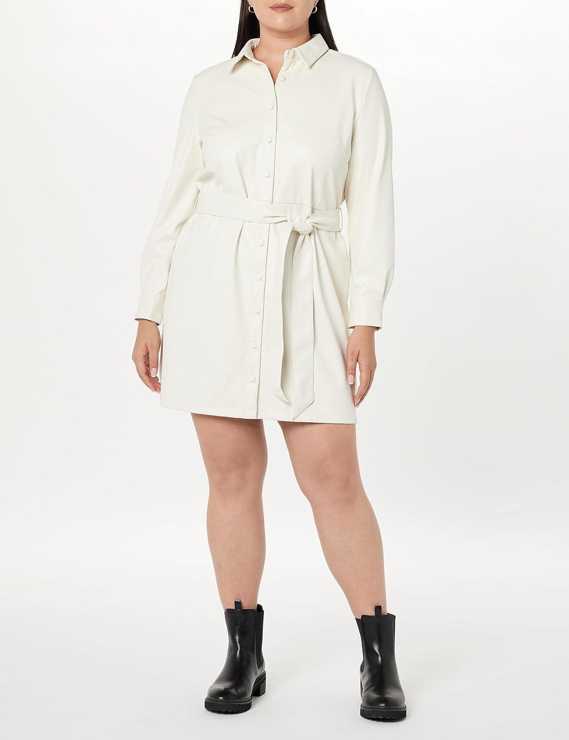 The Drop Womens Sam Vegan Leather Shirtdress - Image 5