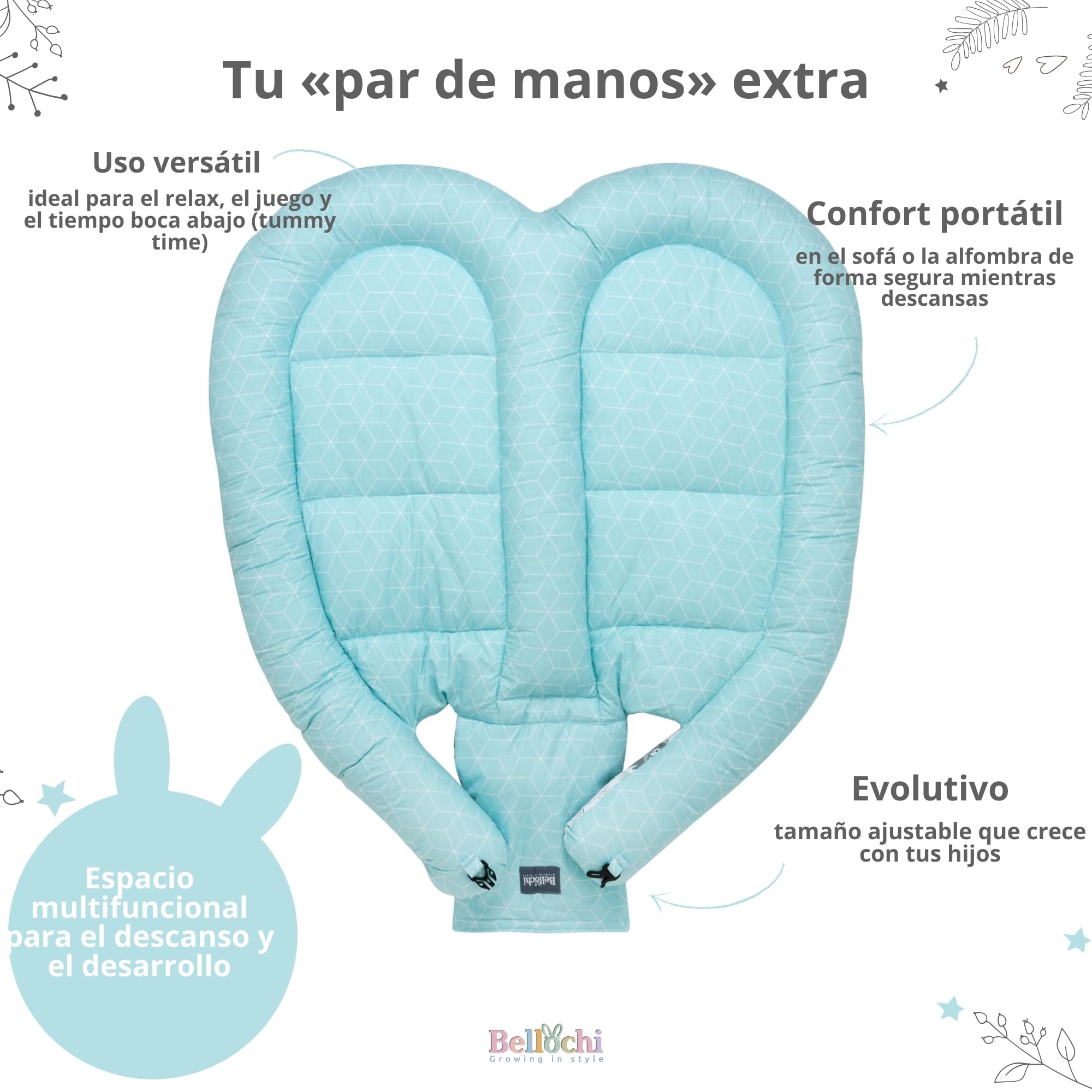 Bellochi Cocoon para Gemelos | Nido para Bebés 100x100 cm | Nido para Cuna | Nido para bebé | Multifuncional animaland