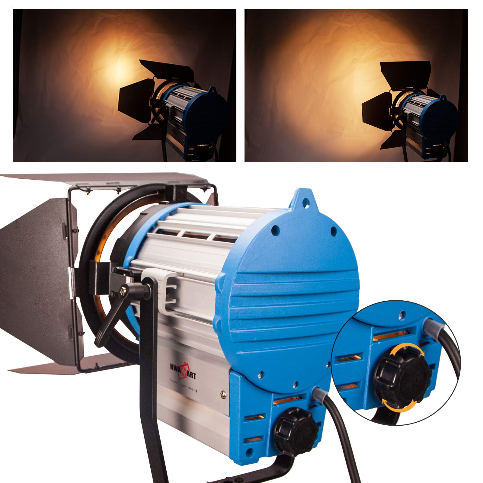 Lámpara de fotografía Fresnel, 1000 W, 3200 K, Foco Regulable, iluminación Continua para fotografía de Estudio, grabación de vídeo, filmación, programas de televisión, Publicidad, entrevistas