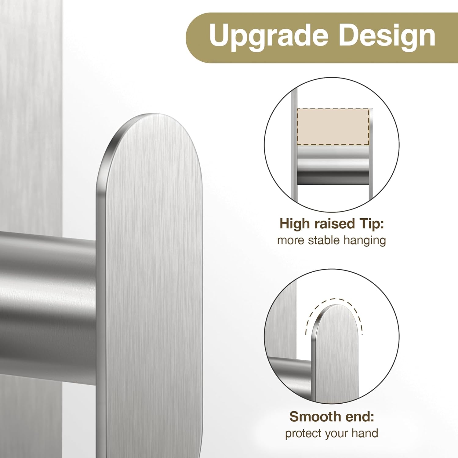 pickpiff Adhesive Towel Hooks for Bathroom: 20LB Extra Strong Wall Hanger for Shower Kitchen RV Dorm Apartment, Silver 2 Pack