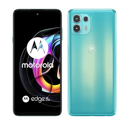 Motorola Edge 20 Lite (display OLED Full HDR+ da 6,7 pollici, MediaTek Dimensity 720, TurboPower, fotocamera da 108 MP, batteria da 5000 mAH, doppia SIM, 128 GB, Android 11), verde (Lagoon Green)
