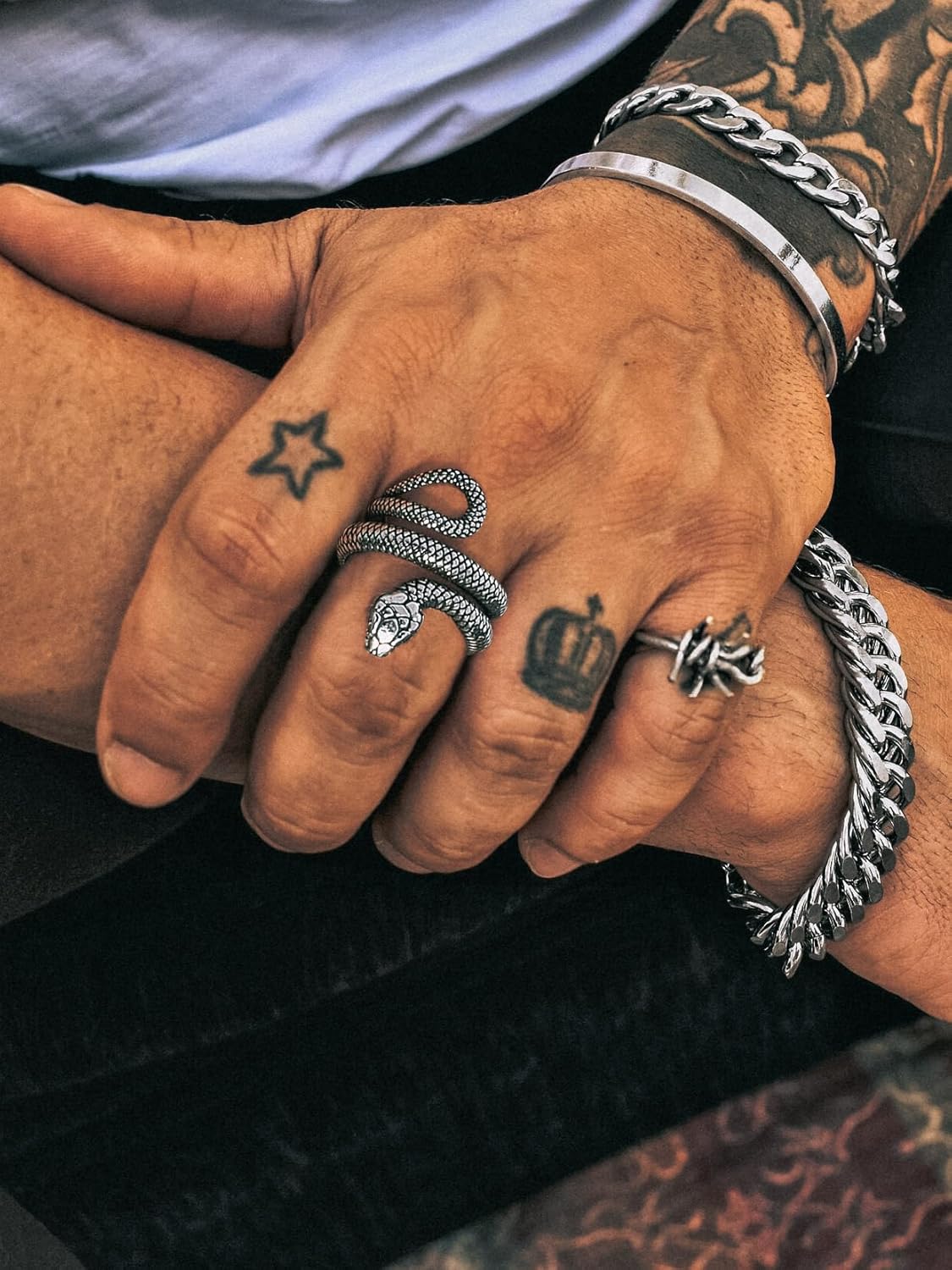 Stainless Steel/18K Gold Plated/Black Snake Ring for Men Women Size 7-12 Serpent Reptile Rings Punk Gothic Jewelry(with Gift Box) - Image 2