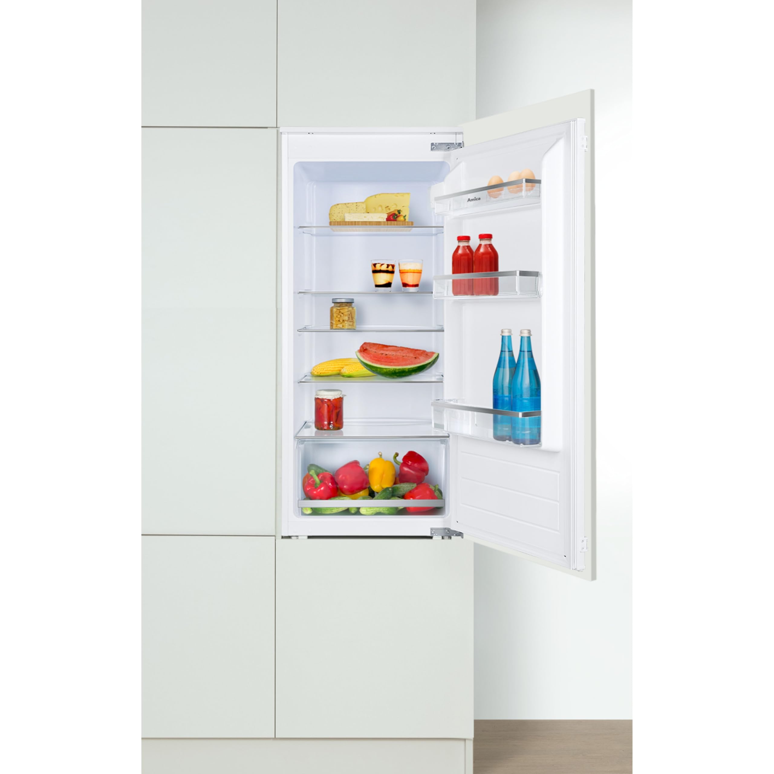 Amica Einbau Kühlschrank 197 L 122,1x54x54 cm EVKSS 352 221 | 1220 mm Nische, Schlepptür-Technik, Inverter Kompressor, Elektronische Steuerung, Tür-Offen-Alarm, LED Beleuchtung