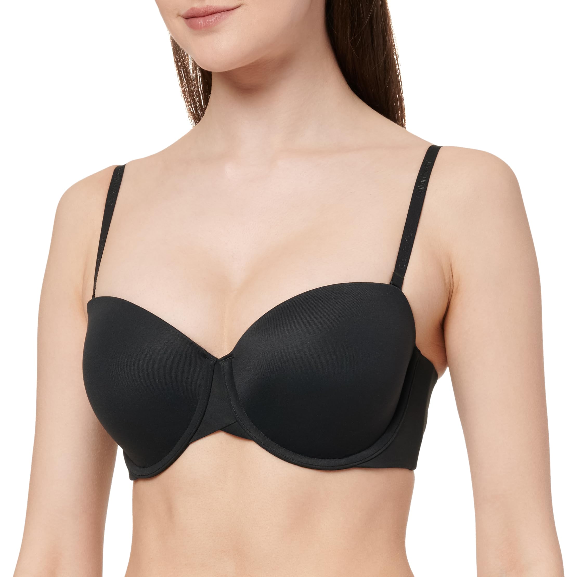 Calvin Klein Women's Lightly Lined Strapless Bra with Stretch, Black, 30C, Model LV00QF7537