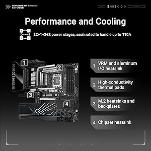 ASUS ROG Maximus Z890 Hero Intel Z890 LGA 1851 ATX Motherboard, Advanced AI PC-Ready, 22+2+1+2 Stages, DDR5, WiFi 7, 3X PCIe 5.0 M.2, Thunderbolt 4, USB Type-C, AI Overclocking/Cooling/Networking