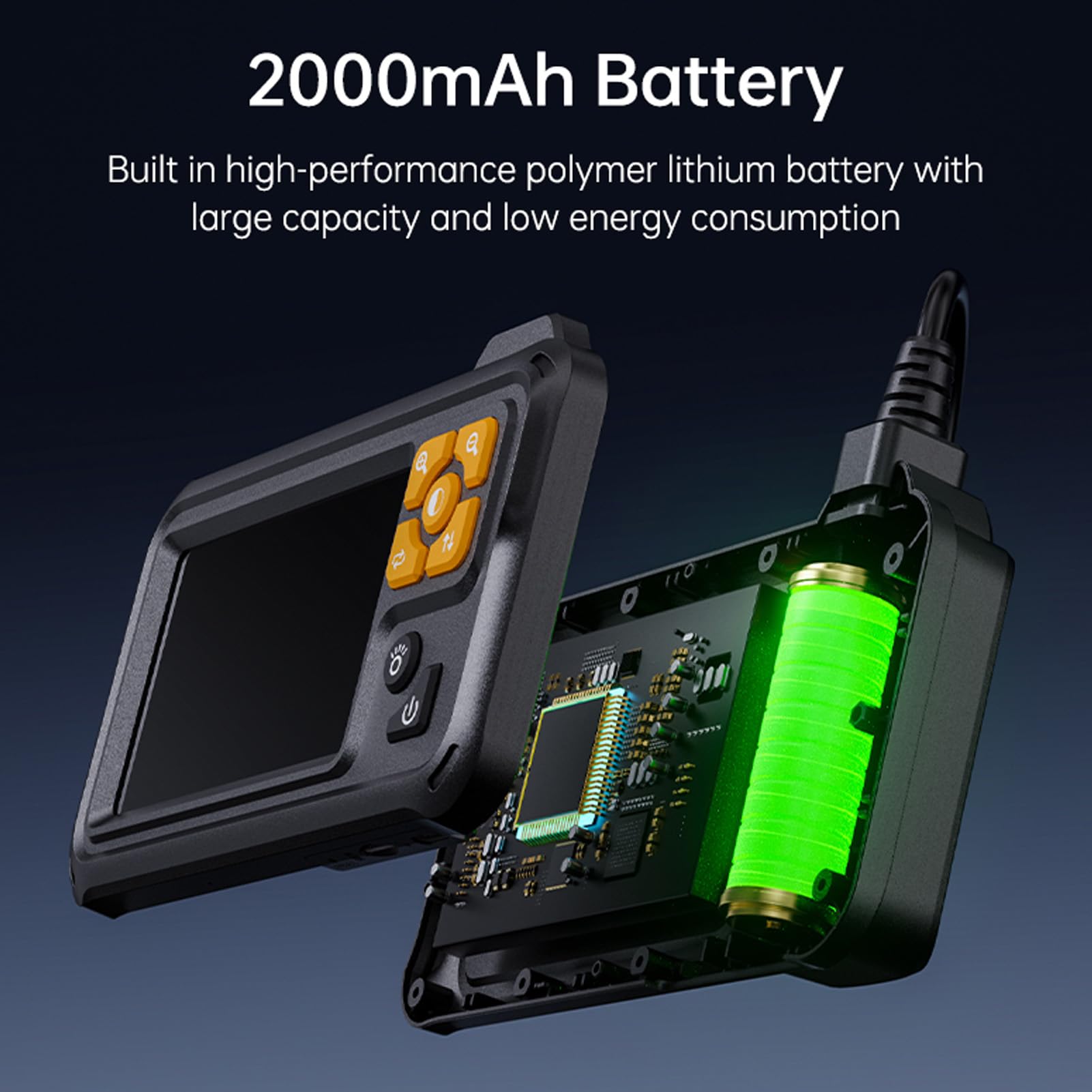 Kamera Endoskopu z światłem, Podwójny Obiektyw 8 Mm 1080p HD Borescope z Ekranem 4,3 Cala, 8 Regulowanych Diod LED, Kabel Pół-szorstki, IP67 Wodne Odporne na kontrolę (5M / 16,4 stopy)
