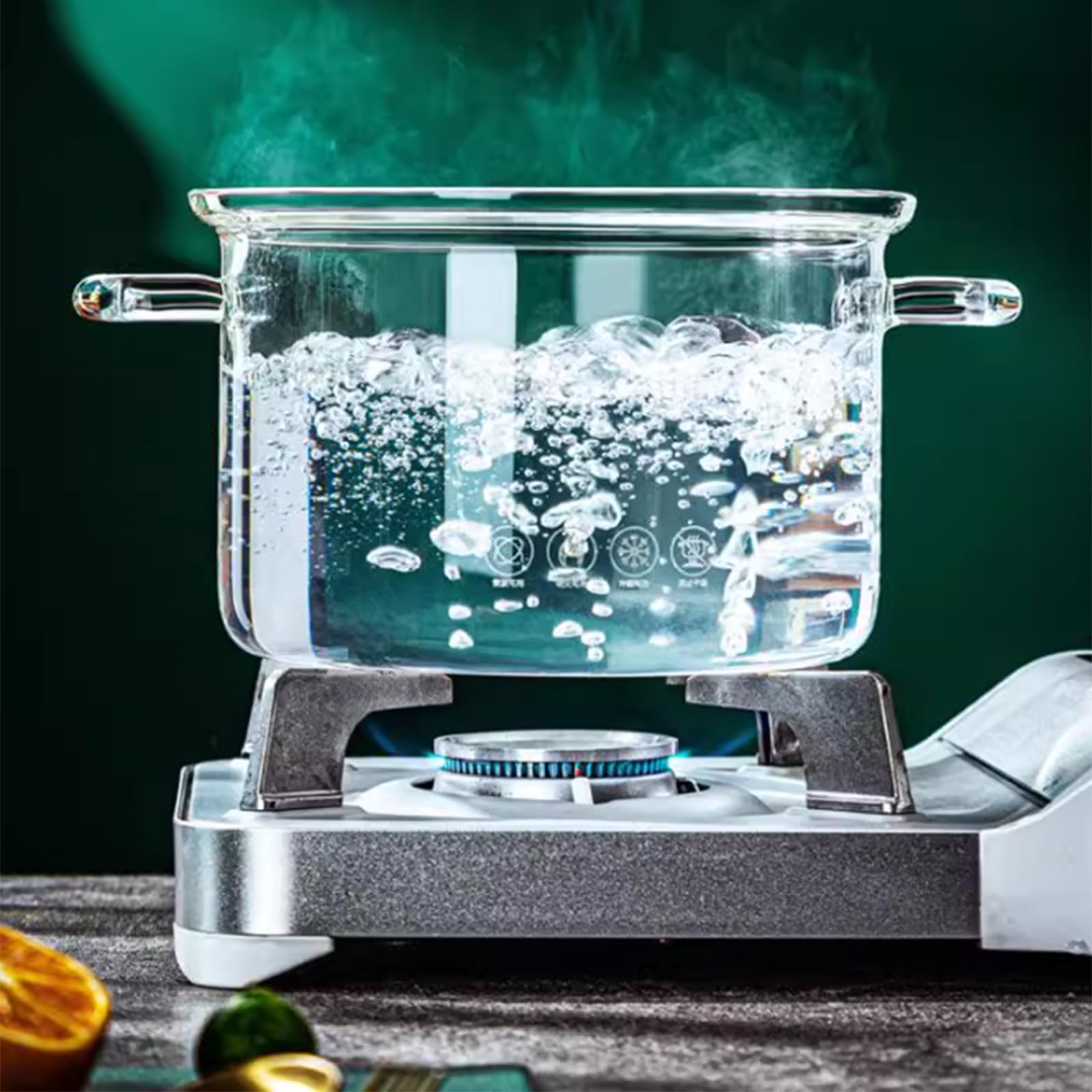 Olla de vidrio resistente al calor para guisos y pasta, diseño transparente duradero para cocinar y servir
