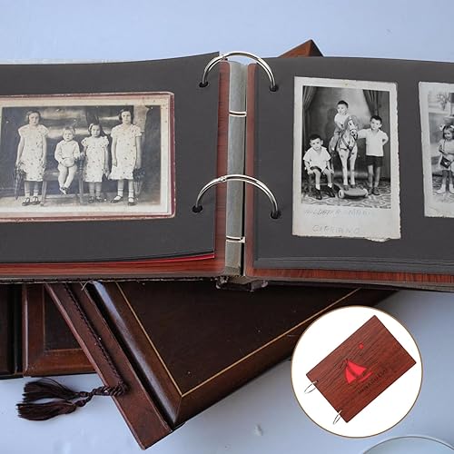 Miniatura 8 de EXCEART álbum de recortes decorativo foto titular artesanía libro de fotos novedad libro de fotos niño de madera álbum de papel