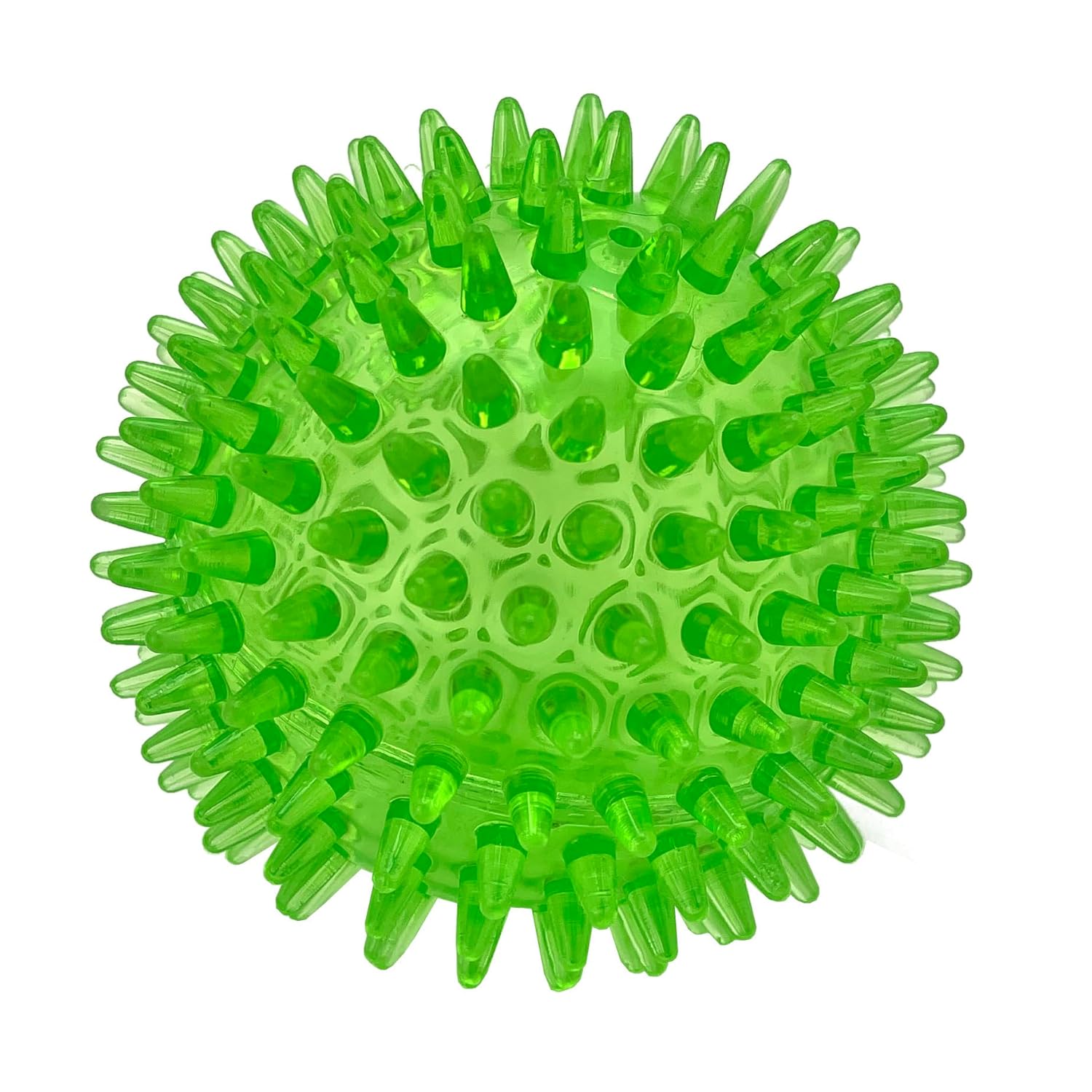 Cuties PetBox Squeaky Rubber Spike Toy Ball for Small Dogs 2 5 Inch Green