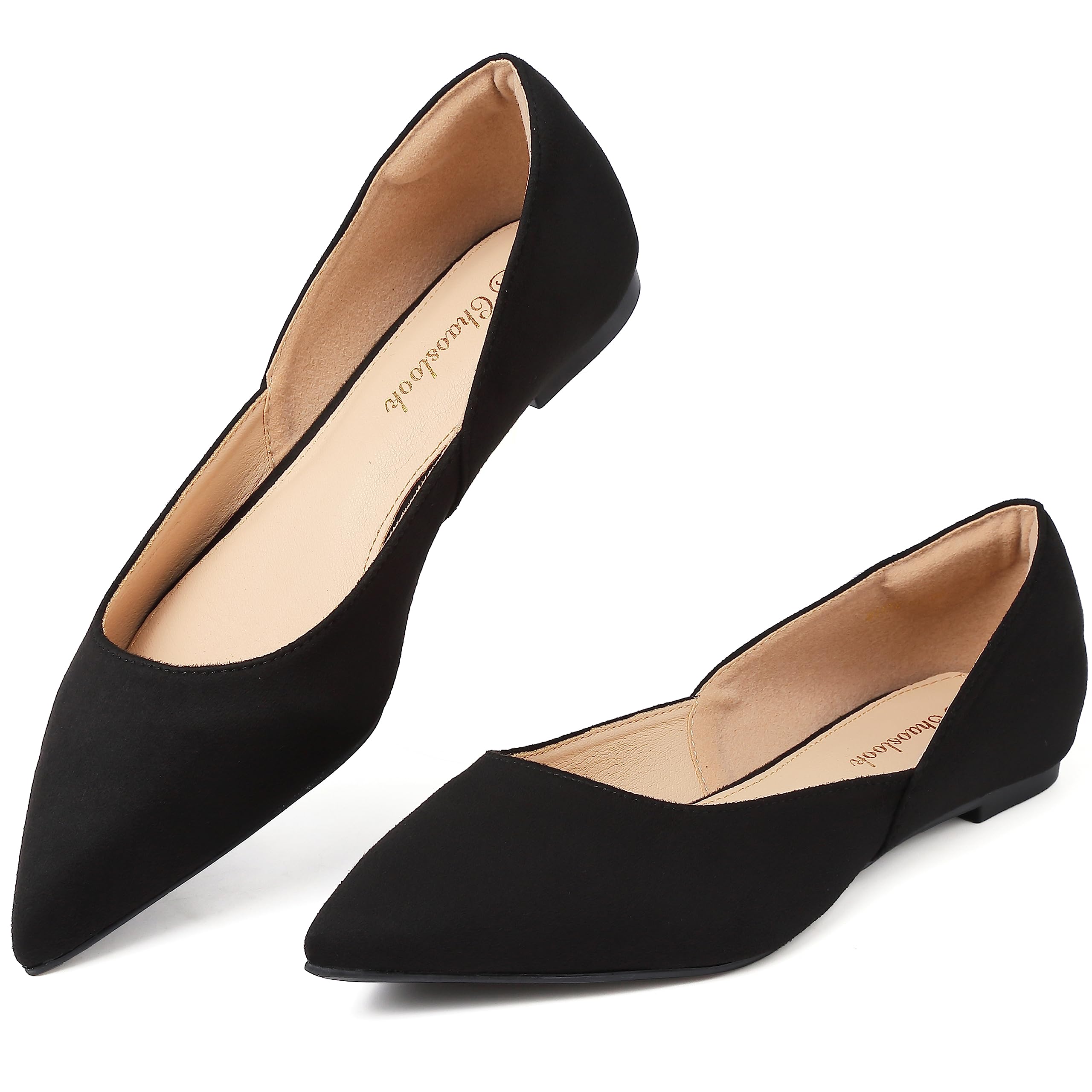 Chaoslook Womens Pointed Toe Black Ballet Flats Comfortable Casual Dress Flats for Women Elegant Memory Foam Flats Shoes with Party Wedding