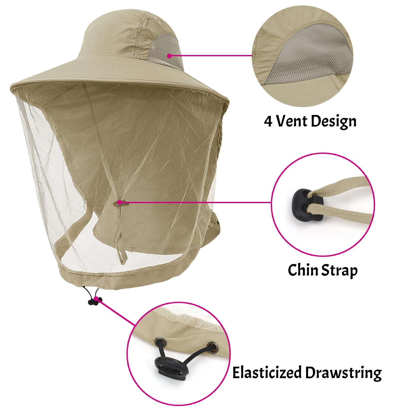 Chapeau De Pêche Unisexe Uv Protection Du Soleil Hat À Bord Large Avec