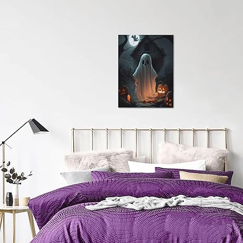 Miniatura 4 de WEASYYDS Lienzo de Halloween para pared, imágenes de fantasmas de Halloween fuera de la cabaña, decoración de pared del hogar, para dormitorio, sala