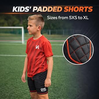 ONEKEEPER Goalkeeper Padded Compression Shorts, 16mm Foam Hip Padding | Hip protection shorts, slider shorts, high-rise waist, drawstring, poly-spandex, youth to adult sizing, 5XS-XL