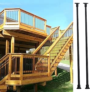 Amazon.co.jp: Deck Stair Handrail Spindle Round, Black Wrought Iron ...