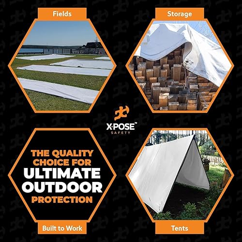 Miniatura 2 de Heavy Duty White Poly Tarp 6' X 30' - Multipurpose Protective Cover - Durable, Waterproof, Weather Proof, Rip and Tear Resistant - Extra Thick 12