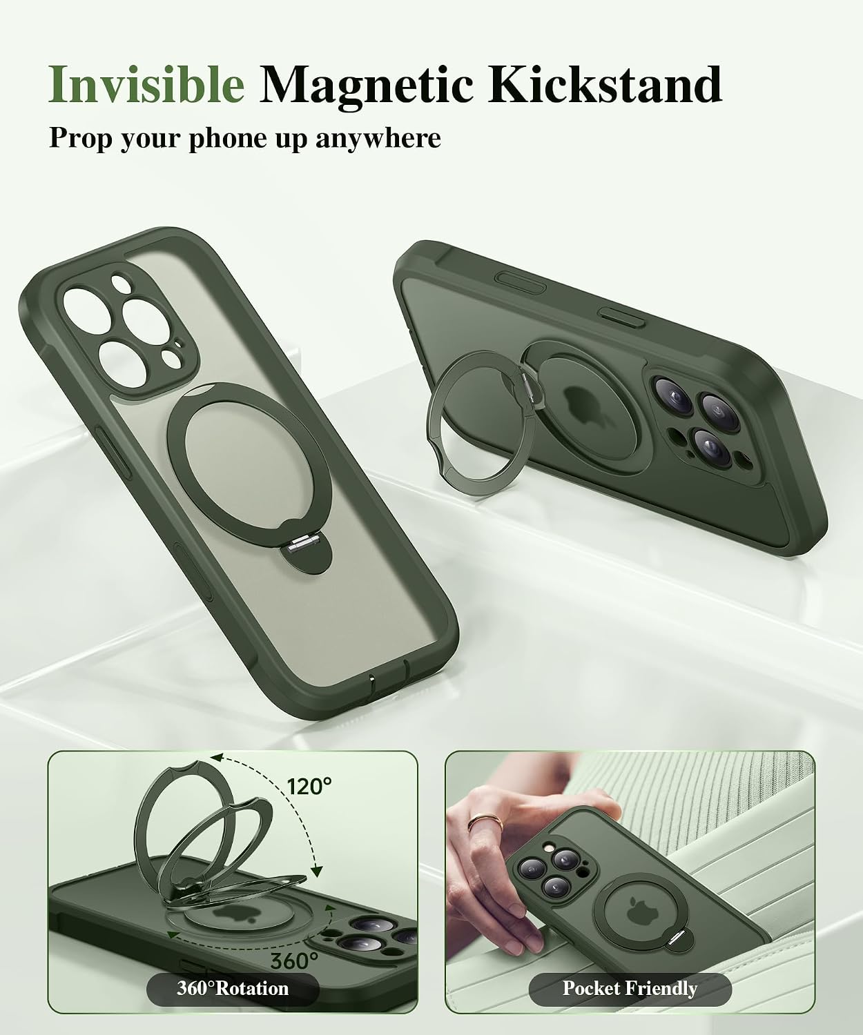  for iPhone 16 Pro Case, Compatible with Magsafe, Forest | Built in Privacy Screen Protector,Full Camera Protection,Shockproof Full Body Translucent Phone Case with Magnetic Stand 6.3" thumbnail
