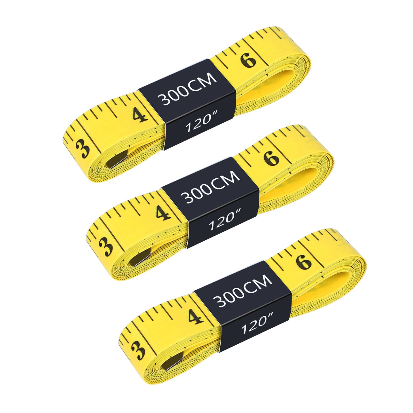 Cinta métrica para cuerpo, paquete de 2 (120 pulgadas, 3 m), cinta métrica de costura de doble escala para sastres, cinta métrica de tela portátil en color amarillo