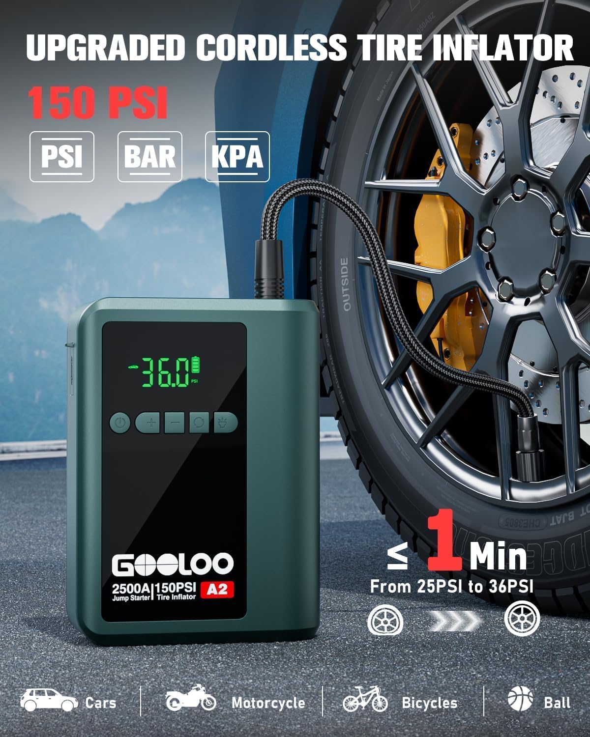 GOOLoo A2 Tire Inflator in Use