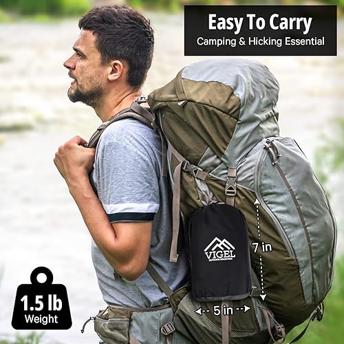 Miniatura 6 de Vigel Hamaca de camping – Hamaca duradera, hamaca de nailon – Hamacas dobles o individuales – Hamacas portátiles de árbol para exteriores – Fácil