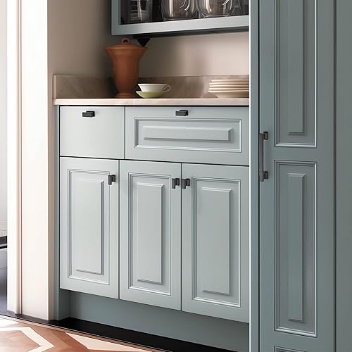 Miniatura 7 de Ravinte Hardware Paquete de 20 tiradores de gabinete negro mate, manijas de cocina negras de 1.46 pulgadas para armarios y armarios, pomos centrales