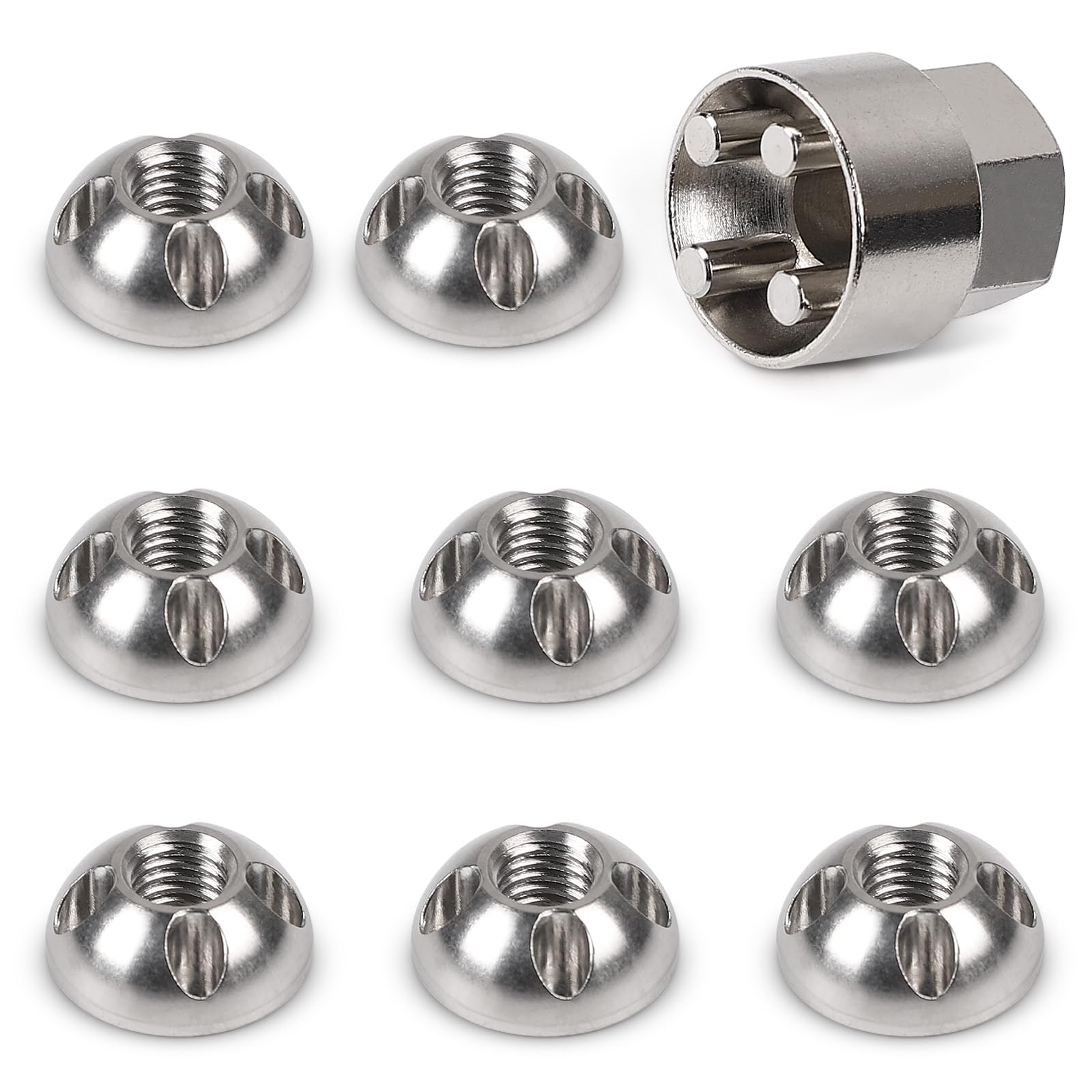 EFUTURETIME 8 x Dadi Antifurto M8 x 1,25 mm Dado di Sicurezza Antifurto in Acciaio Inox 303 con 1 Bussola