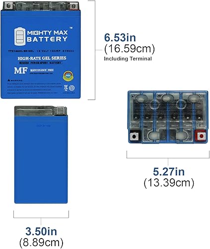 Miniatura 2 de Mighty Max Battery YTX14AHL GEL -12 voltios 12 AH, tipo GEL, 210 CCA, recargable sin mantenimiento SLA AGM batería de motocicleta