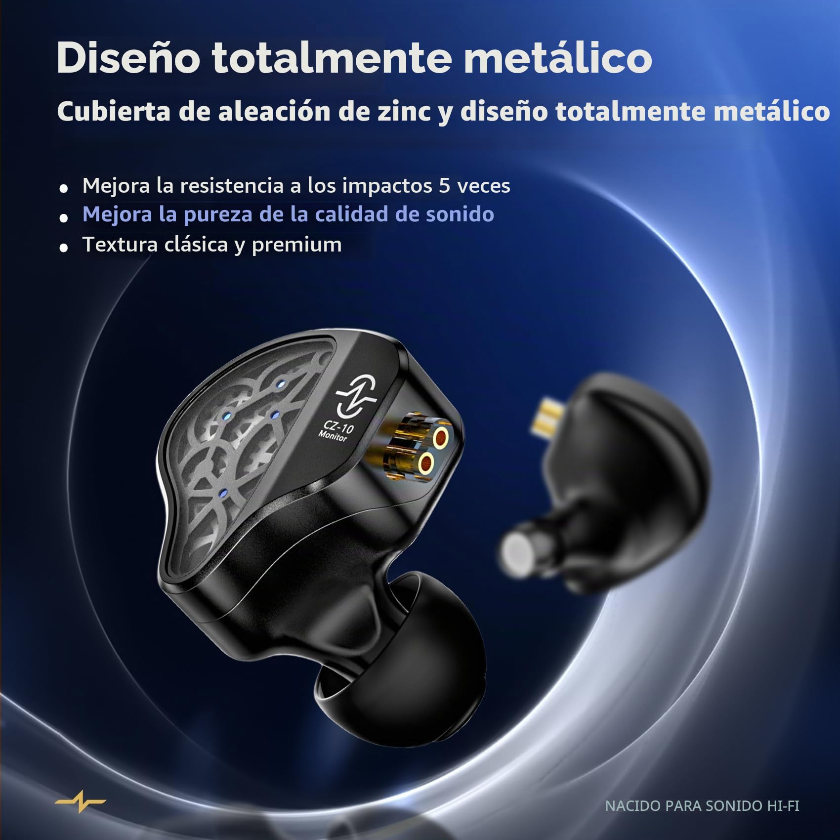 Yinyoo CCZ CZ10 IEMs Gaming con micrófono 4BA+1DD en el oído Monitor HiFi Auriculares con cable con doble imán PET de 10 mm Controlador dinámico Auriculares para juegos con cable desmontable de 2