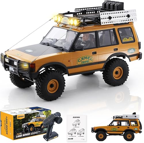 FMS FCX10 1/10 RC Crawler Land Rover Camel Trophy Edition, Official Licensed 4WD All Terrain Off-Road RC Truck for Adults, High-Detail Scale RC Car with Metal Gears, Upgraded Shocks (Discovery)