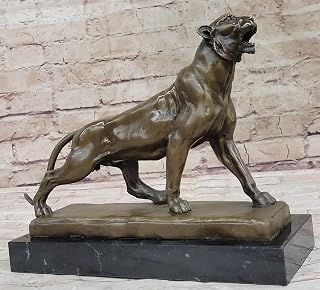 Signed Austrian Bronze Lion or Lioness Sculpture Jaguar Cougar Home Decor Figure Figurine Handmade Gift Home Deal by Think Bronze