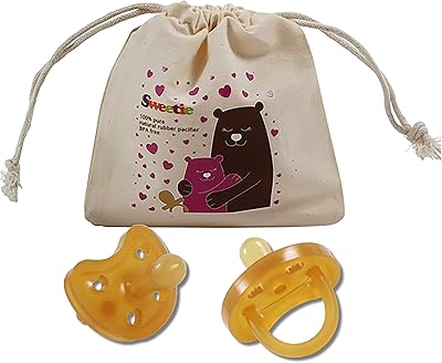 Sweetie Rubber Pacifier Heart Shape Rubber Natural Rubber with Symmetrical Nipple 1 Count (0-6 Small)