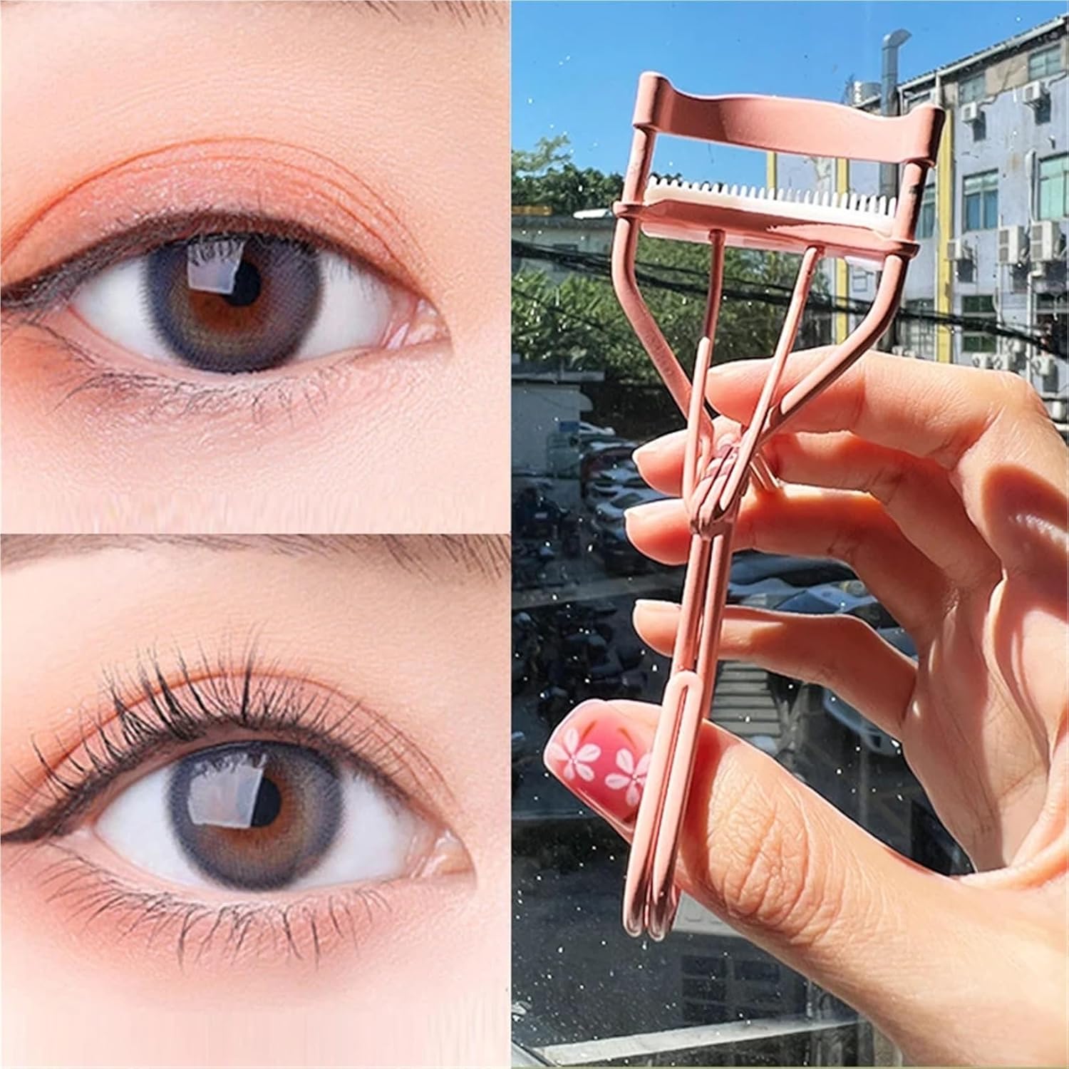 Eyelash Curler Cosmetics Makeup Tools for Women Eyelashes Curling Accessories(Rose Gold-1)