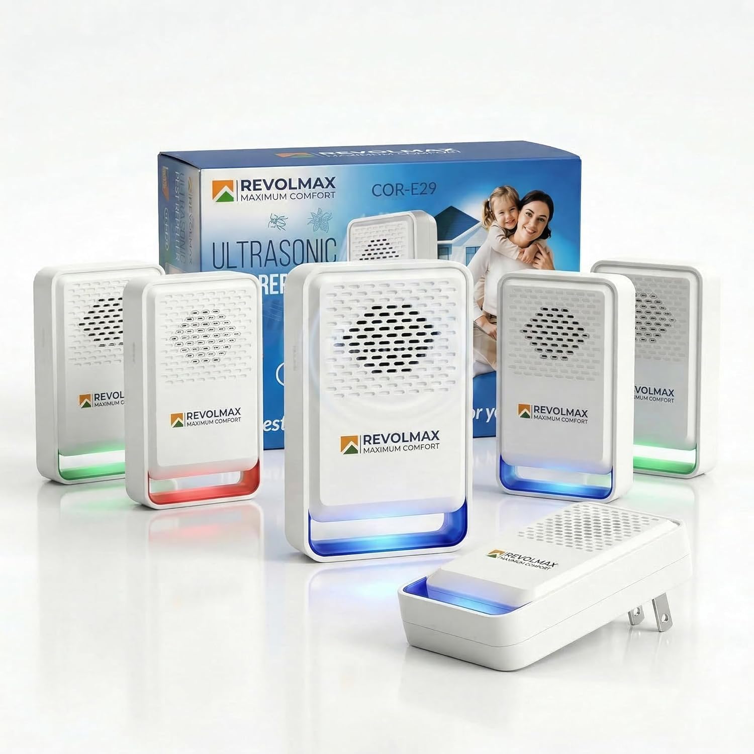 COR-E29, Ultrasonic Pest Control Repeller - Electronic & Ultrasound, Indoor Plug-in Repellent - Get rid of - Rodents, Mice, Squirrels, Bats, Insects, Bed Bugs, Ants, Fleas, Spiders, Roaches (6 Pack)