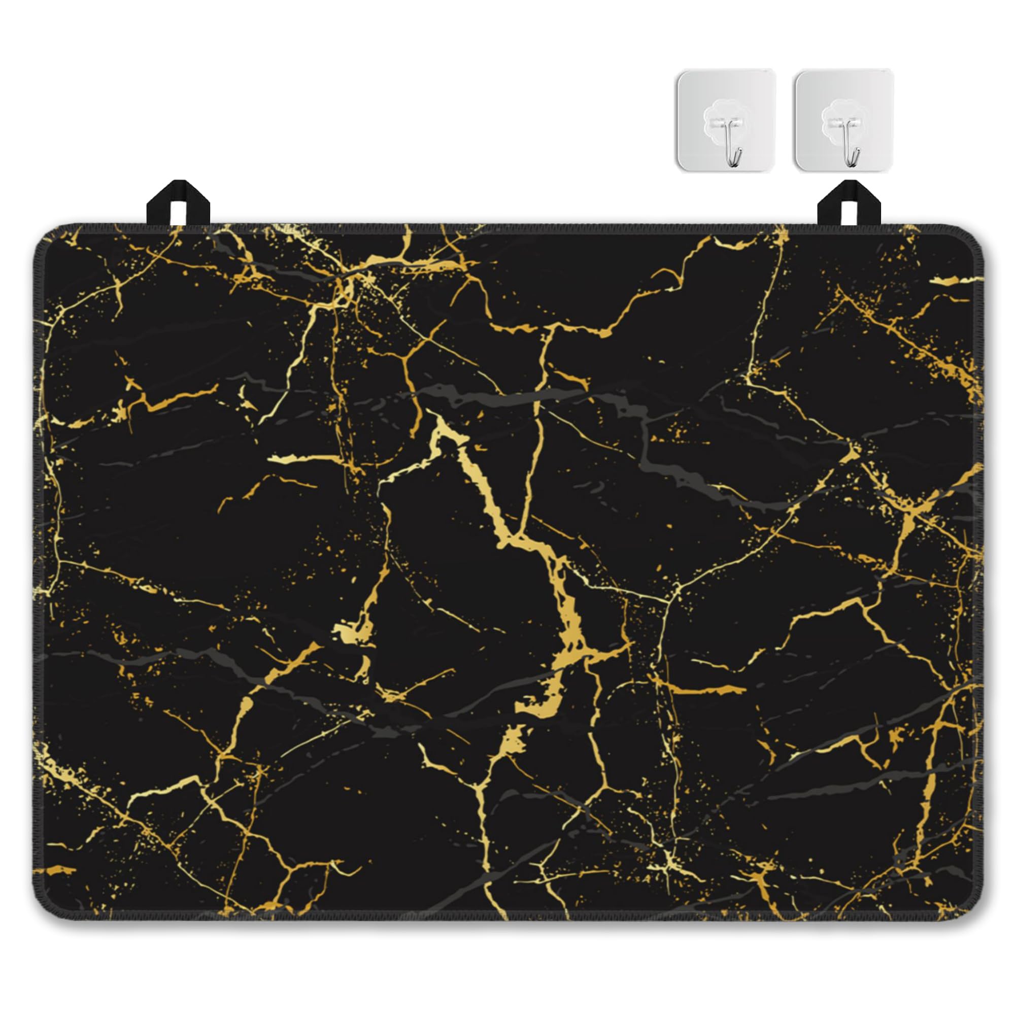 Electric Stove Top Cover Protector – Black Gold Marble Texture Glass Flat Top Stove Mat Oven Induction Cooktop Mat for Ceramic Countertop Mats Heat-Resistant Dish Drying Mat