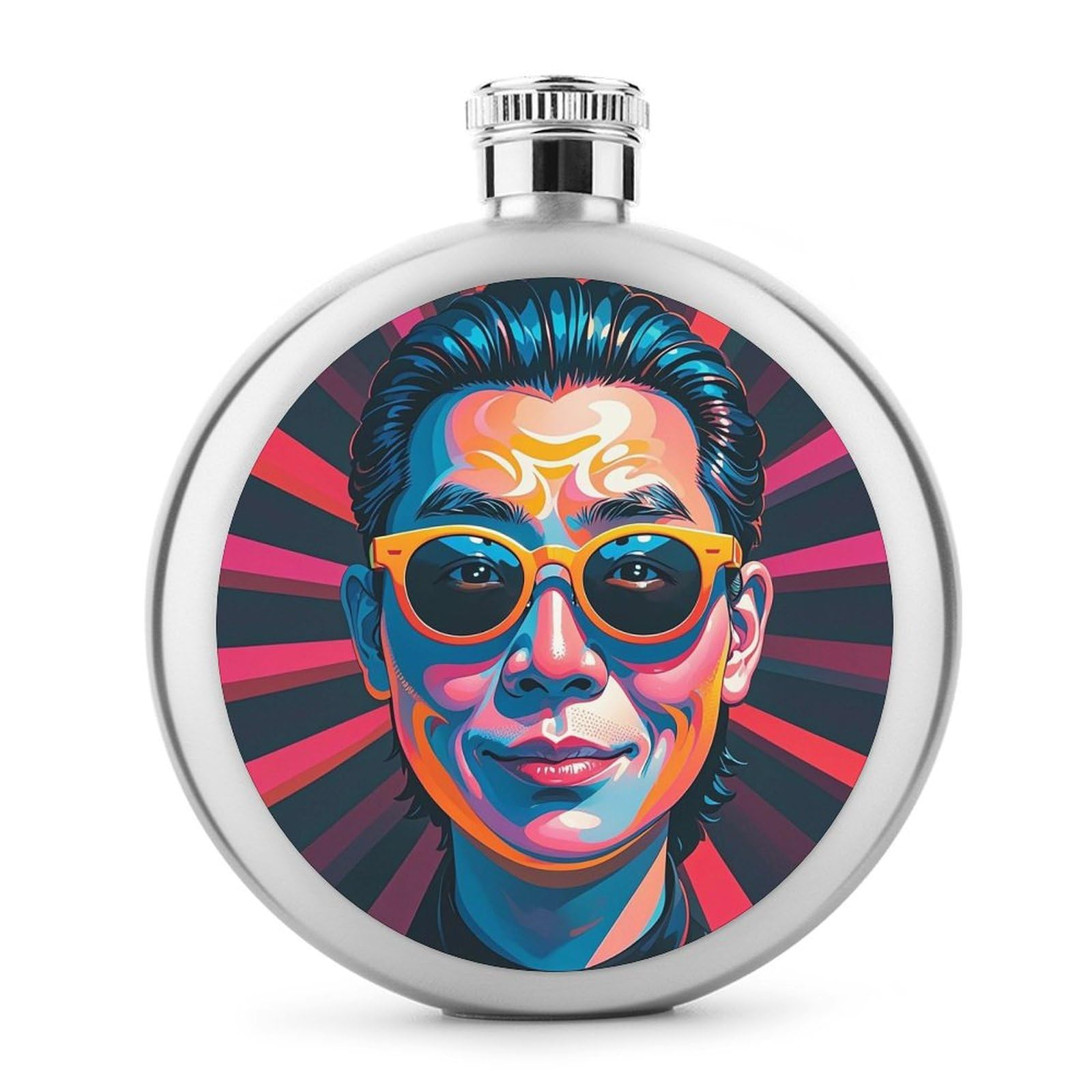 Flasque à whisky cadeau original motif visage rigolo pour homme et femme