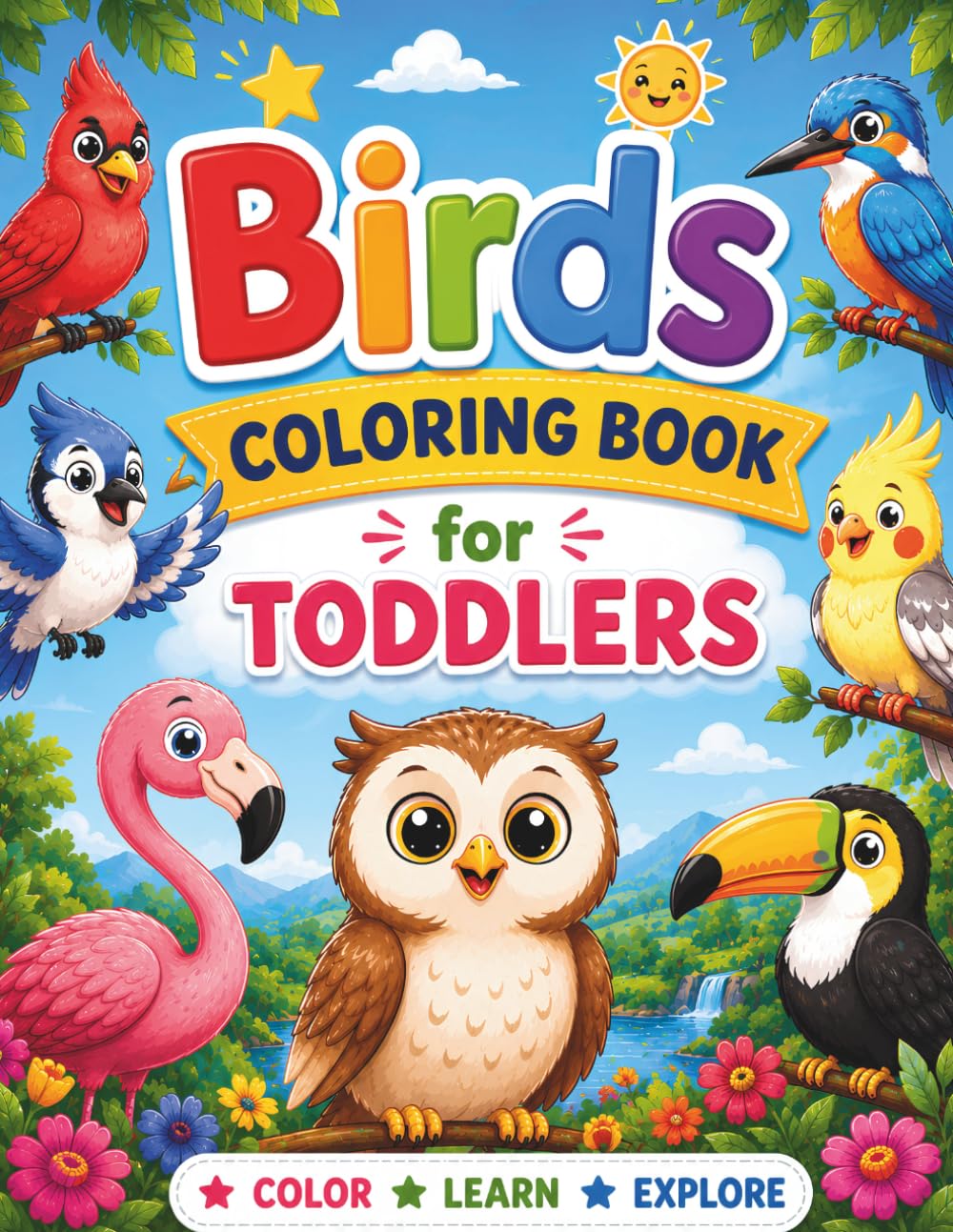 Birds Coloring Book for Toddlers: Fun and Educational Birds Coloring Pages with Birds Facts