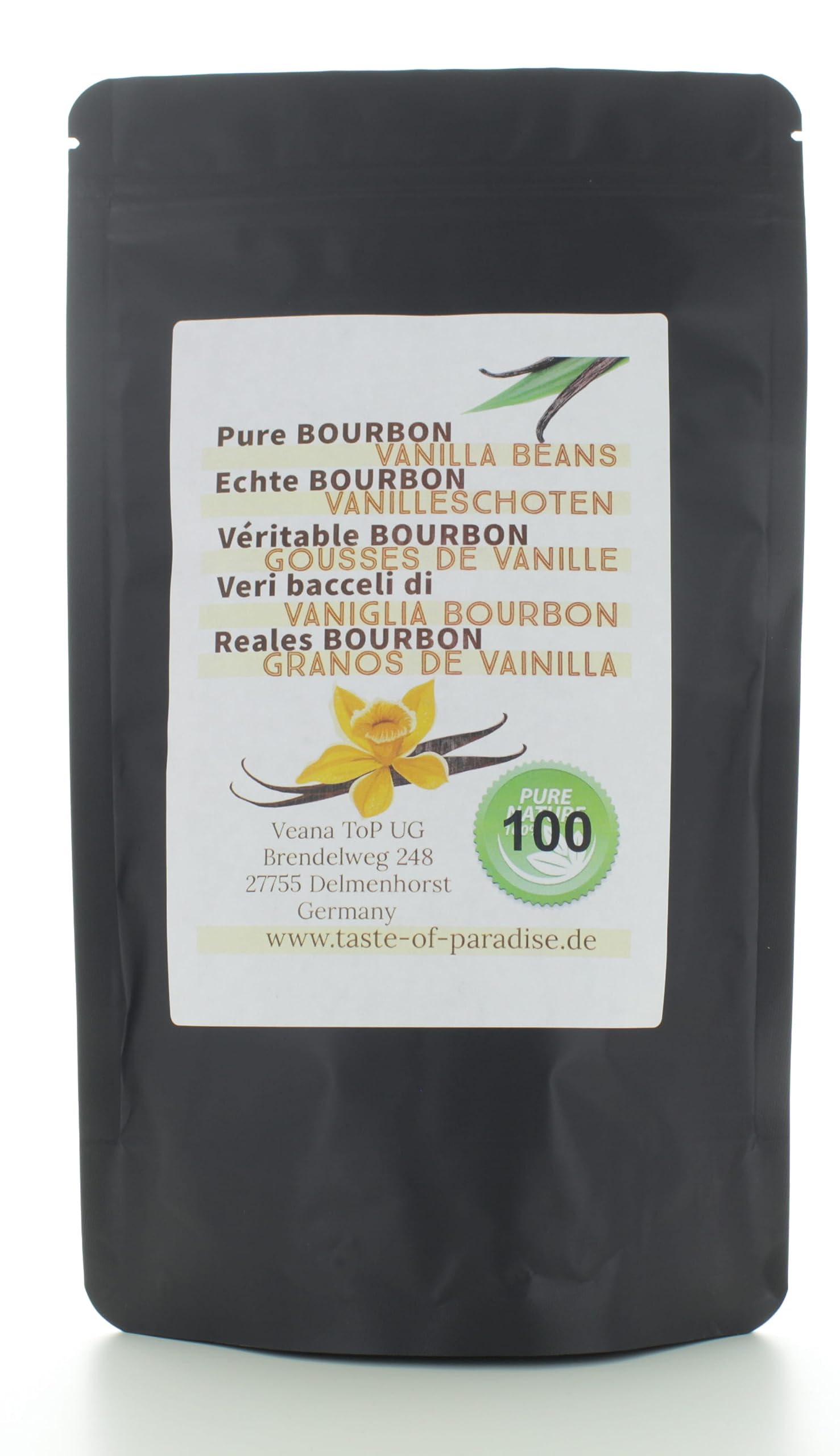 Bourbon - Raqueta de vainilla (100 unidades, 12-13 cm) 100% natural de Madagascar