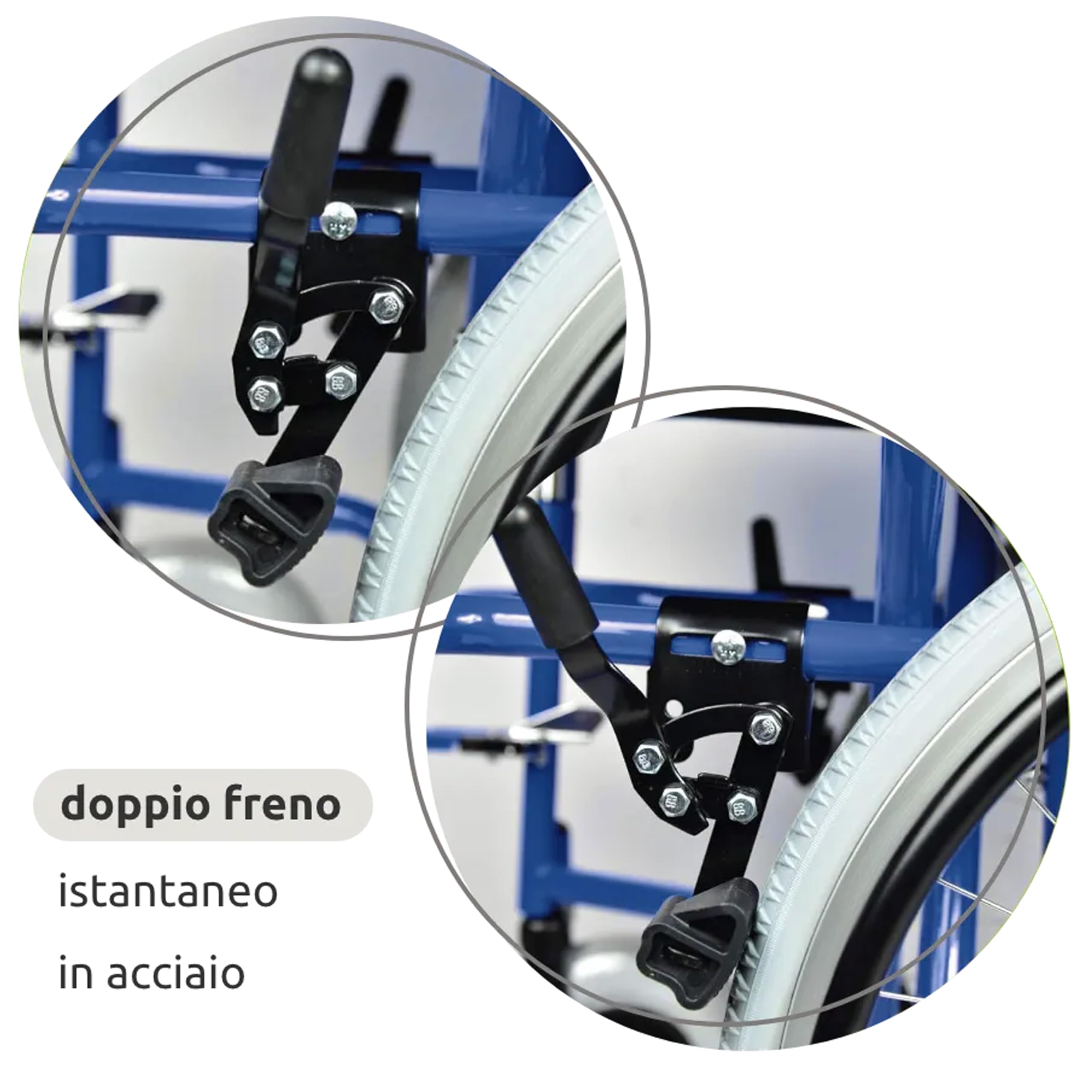 GOVITA Carrozzina Pieghevole Per Passaggi Stretti, Ideale Per I Passaggi In Ascensore_Gostreet Slim 40 Cm - Telaio Doppia Crociera In Acciaio Sedia A Rotelle Pieghevole Slim (BLU)