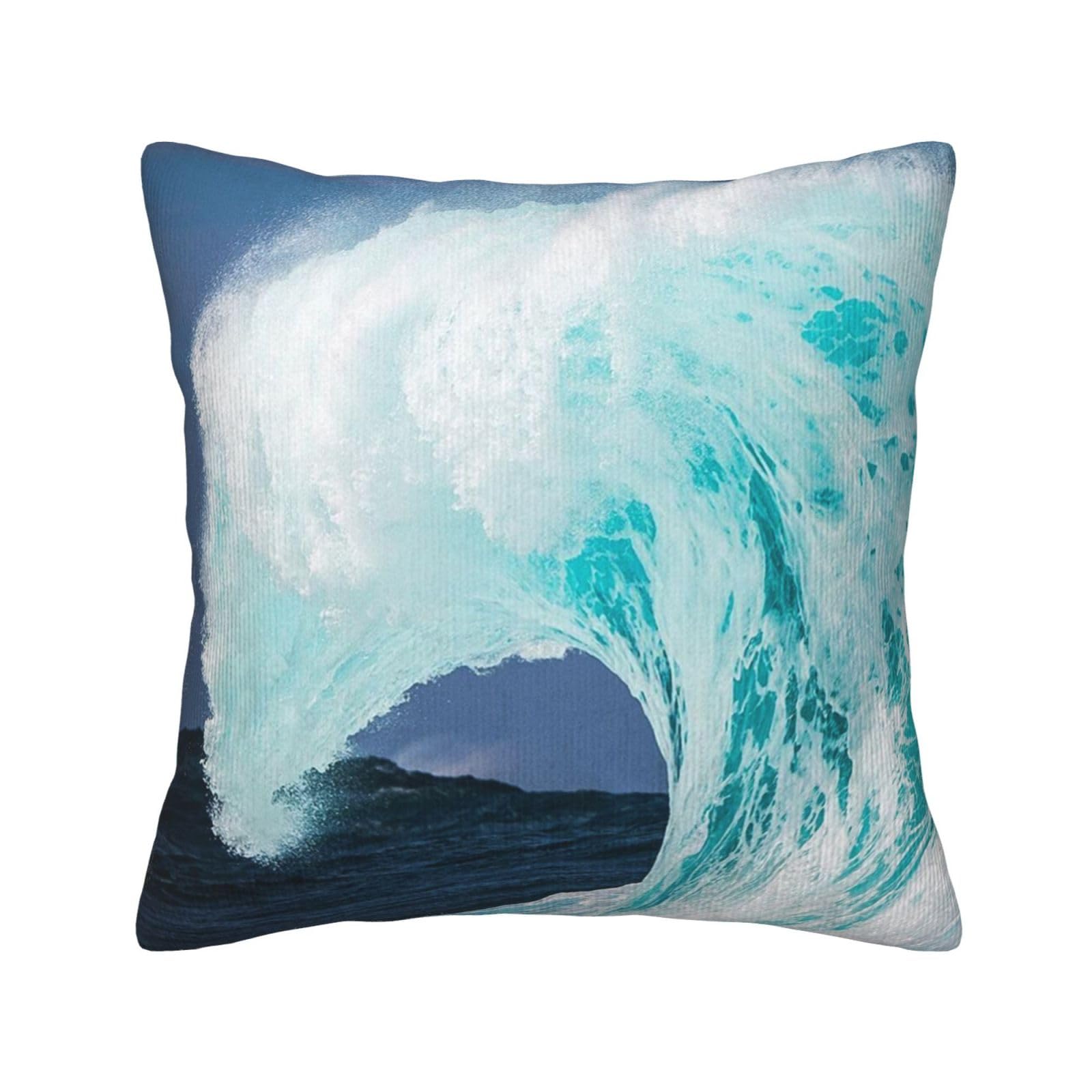 Housses de coussin TOMPPY 40x40 cm imprimé vagues bleues pour canapé