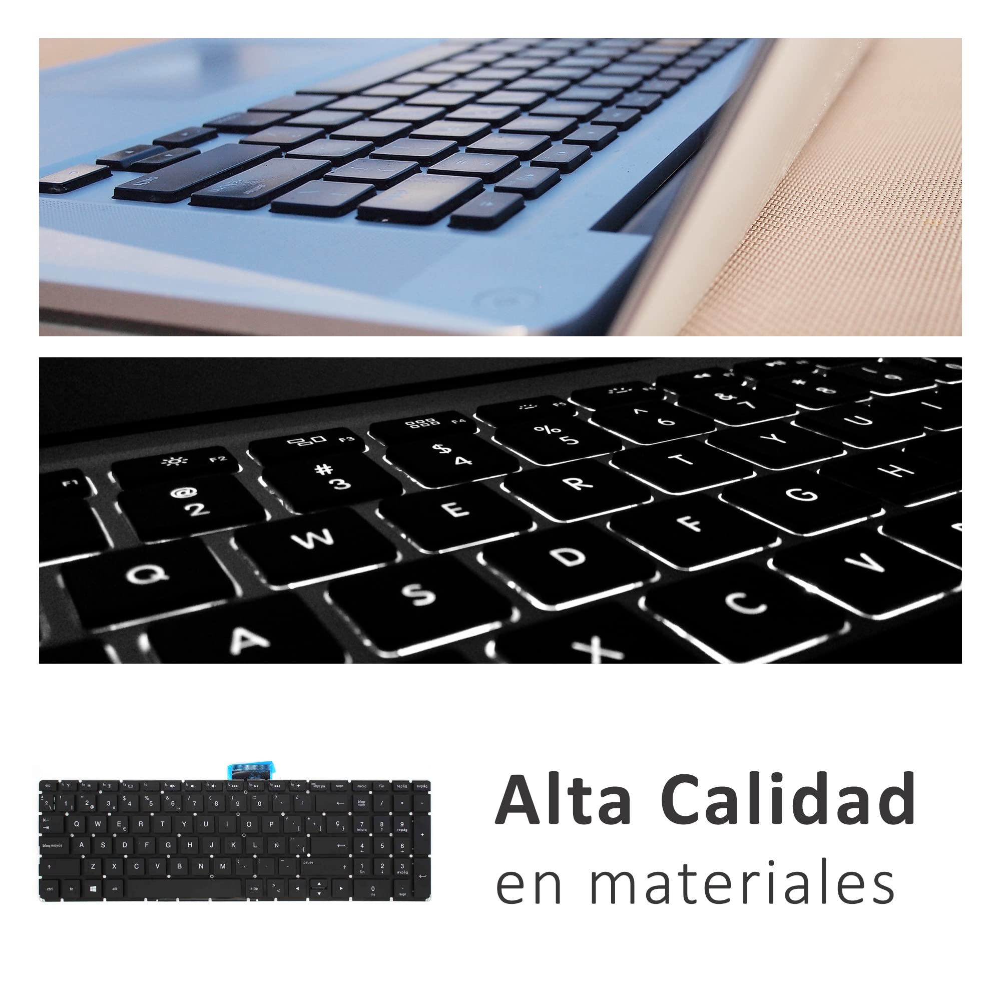 PORTATIL MOVIL - Teclado Compatible con HP Pavilion 250 G6 255 G6 256 G6 258 G6 (Intro PEQUEÑO) Teclas Recambio Keyboard Replacement Piezas Renovar Interior Laptop PC Computadora Fácil