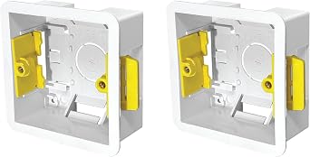 1 Gang Dry Lining Back Box 35mm | Fast-Fit Electrical Wall Box for Plasterboard (Pack of 2)
