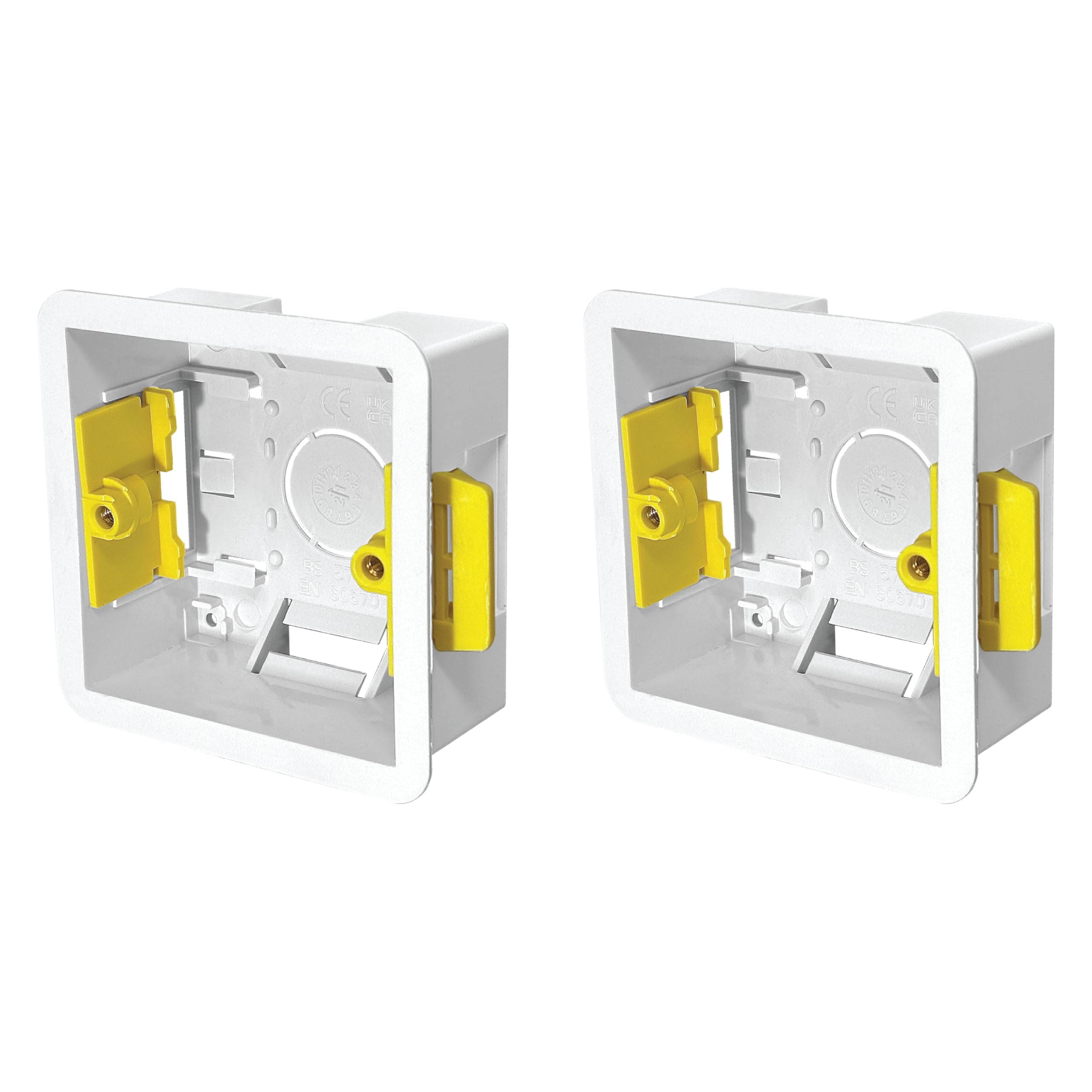 Evoges 1 Gang Dry Lining Back Box 35mm | Fast-Fit Electrical Wall Box for Plasterboard (Pack of 2)
