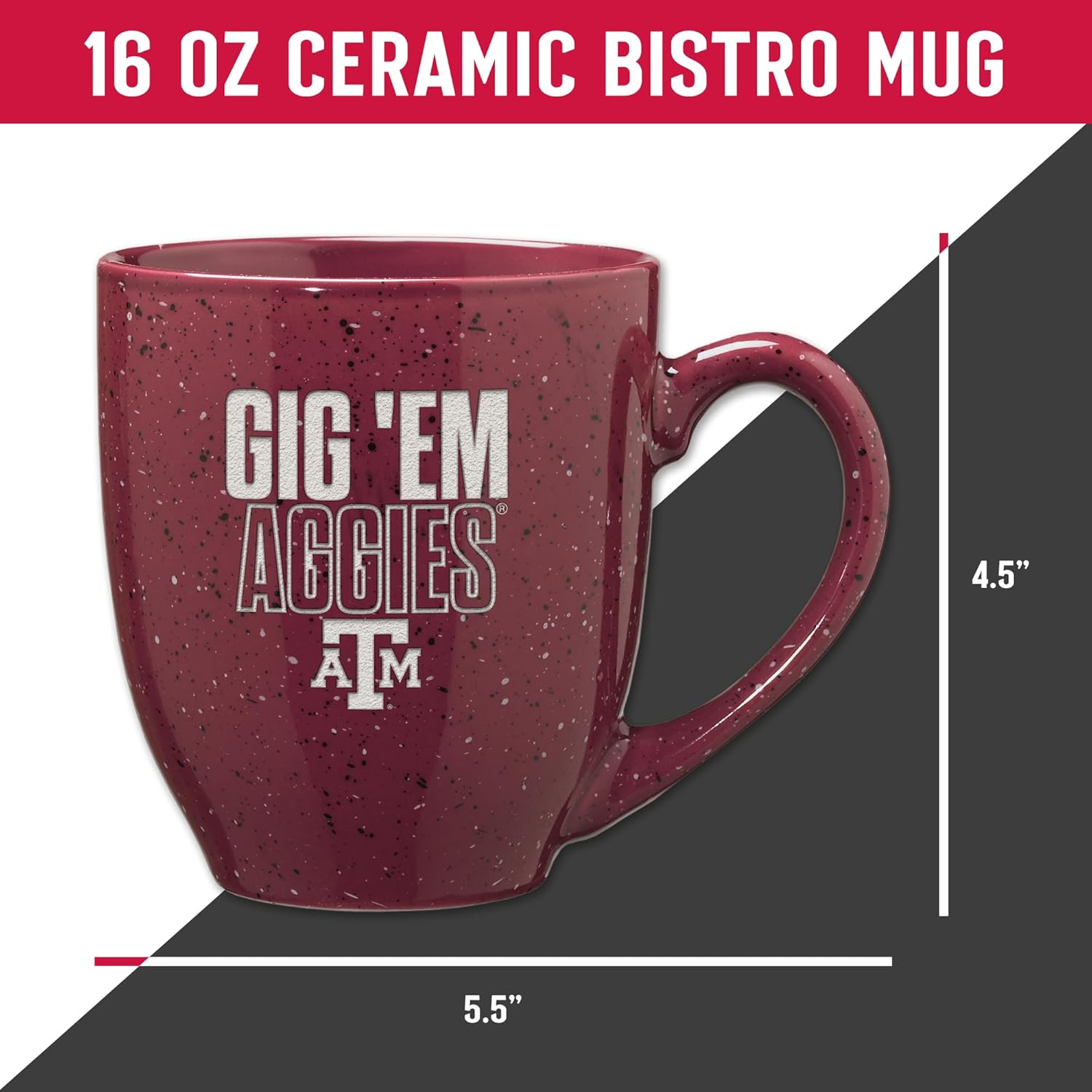 Rico Industries NCAA Team Slogans and Chants 16 oz Team Color Laser Engraved Speckled Ceramic Coffee Mug - Image 6