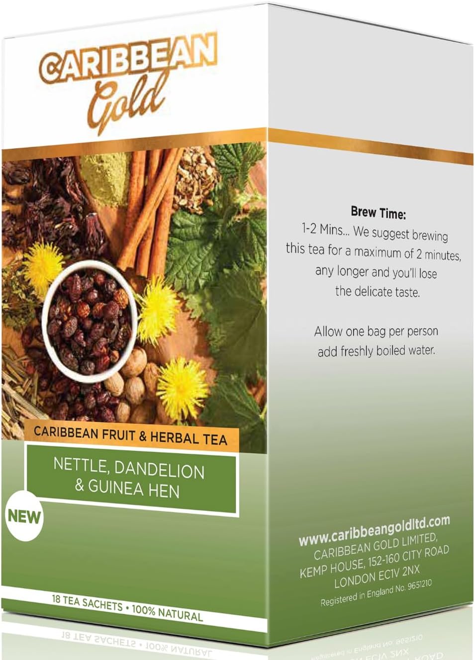 Caribbean Gold Fruit and Herbal Teas (Nettle, Dandelion and Guinea Hen)